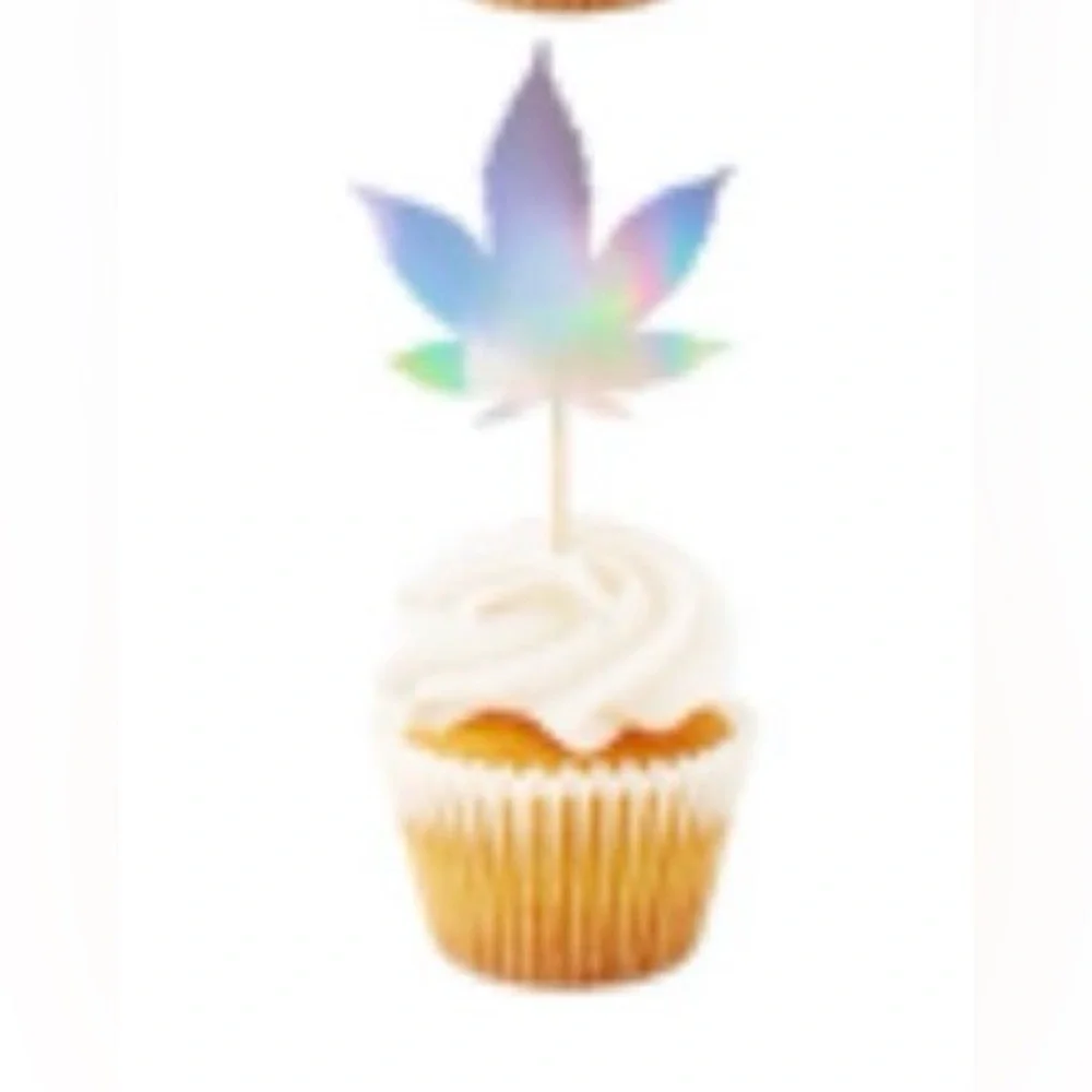 Marijuana Weed Leaf Festive Cupcake Toppers for Parties
